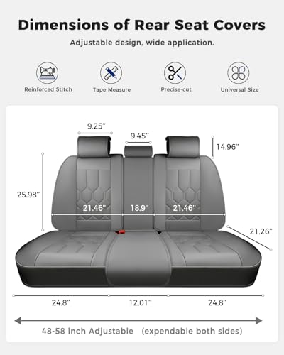 Huidasource Seat Covers Full Set, Universal Fit for Most Cars SUVs Trucks, Full Coverage Waterproof Leather Car Seat Cover, Airbag, Cupholder Compatible, Seat Function Retain, Velcro Adjustable, Gray - color: FS: Gray, size: Full Set