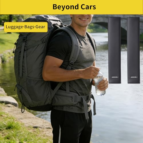 2PCS Car Seat Belt Cover Pad Extra Long 13 Inch, Car Seat Shoulder Strap Pads, Thick Leather Seatbelt Cushion Protect Neck & Shoulder, Universal Car Seatbelt Covers Pad for Most Vehicles (Black)