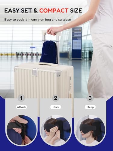 Travel Pillow for Airplane, Travel Pillow with Seat Strap and 3D Eye Mask to Firm Head, 360°Support Headrest No Bobblehead, Travel Essentials for Long Flight,Car Road Trip,Faded Blue - color: Faded Blue