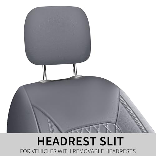 HChengkikz Car Seat Covers, Breathable and Waterproof Leather Seat Covers, Luxury PU Universal Fit Automotive Airbag Compatible for Most Cars Sedans SUV and Truck (2 Pieces, Front Seat, Grey) - color: N1 Gray, size: Front Seat