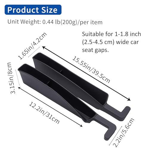2 Packs Car Seat Gap Filler Organizer, Dual Slot Car Seat Gap Organizer, Gap Filler for Car, SUV, Trunk, Sedan Side Seat Gap Between Seat and Console, Car Seat Gap Plug with Storage Slot (Black)