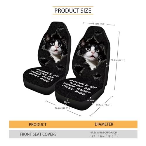 Cow Cat Print Car Front Seat Covers 2 Pack Universal Automotive Bucket Seat Covers Comfy & Breathable Car Interior Cover for Most Cars - color: Black and White - Cow Cat