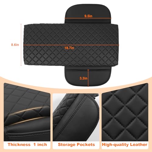 Center Console Armrest Cover for Toyota Camry 2025 2026 Accessories Arm Rest Pad Console Cushion Lid Middle Console Protector Black Leather with Pockets