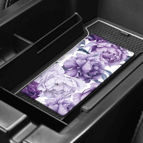 Leather Car Registration and Insurance Card Holder, Cute Car Accessories Vehicle Glove Box Car Organizer for Documents, Cards, License Cute Purple Flowers - color: Cute Purple Flowers