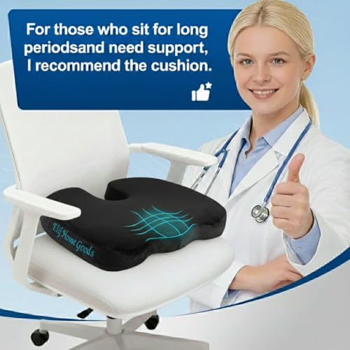 Velvet Seat Cushion Pillow for Office Chair - Memory Foam Pad for Tailbone, Sciatica, Lower Back Pain Relief, Ergonomic and Non-Slip, Machine Washable Cover (Velvet, Black) - color: Velvet (Black)