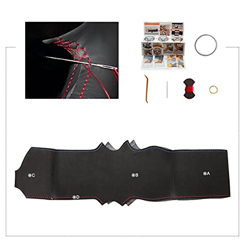 MEWANT Hand-Stitched Steering Wheel Cover for BMW (M Sport) F22 F23 F30 F34 F32 F33 F36 F10 F07 F12 F13 F06 F39 F25 F26 F15 F16, DIY Custom Fit Steering Wheel Wrap for BMW - color: 18:Black Athsuede&M thread