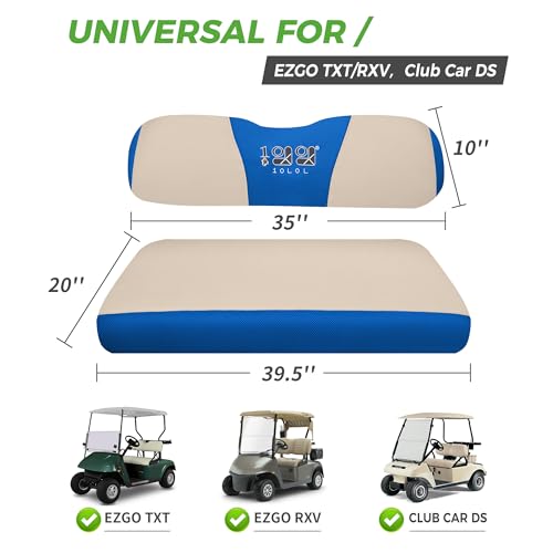 10L0L Golf Cart Seat Covers, Super Comfort Cooler Than Vinyl Seat Cover, Front and Rear Seat Cover for Yamaha EZGO Club Car, No Drilling Breathable Mesh Bench Seat Blanket, Machine Washable