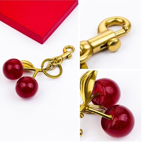 FASTFAIRY Keychain Cherry Bag Charms Purse: Key Chains Women Cute - Car keyrings leather handbags - Valentines Day Gifts