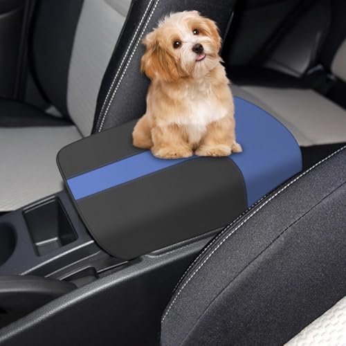 AOMSAZTO Console Covers for 2014-2020 Nissan Rogue Armrest Covers for Nissan Rogue Black with Blue Leather - color: Rogue Black with Blue