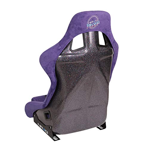 NRG Innovations NRG-FRP-302PP-PRISMA Universal Fixed Back Bucket Racing Seat for 5-Point Harnesses, Size L, Purple Alcantara Material, 24" W X 35" H X 18" D - color: Purple / Black / Gold Flakes