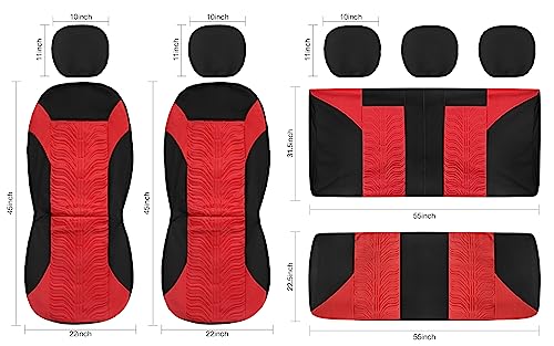 CAROMOP Car Seat Covers Front Set, Washable and Breathable Premium Cloth Seat Covers for Cars, Universal Fit for Most Car Interior Covers-Sedan Truck SUV(Black/Red)