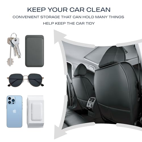 Skechers MAX Cushioning Car Seat Covers,Memory Foam Leather Car Seat Protectors, Airbag Safe Waterproof Sideless Front Seat Covers with Storage Pocket,Universal Fit for Cars Trucks SUV, Gray 2PCS