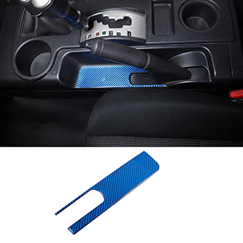 Soft Carbon Fiber Handbrake Panel Trim Cover Compatible with Toyot@ FJ Cruiser 2007-2021, Center Console Emergency Brake Panel Protection Sticker Accessories (Blue) - color: Blue
