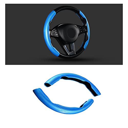 Steering Wheel Cover, 2PCS Segmented Steering Wheel Protector, Carbon Fiber Anti-Slip and Durable Car Accessory, Universal Fit for Most Cars,SUVs (Carbon Fiber Light Blue) - color: Carbon Fiber Light Blue
