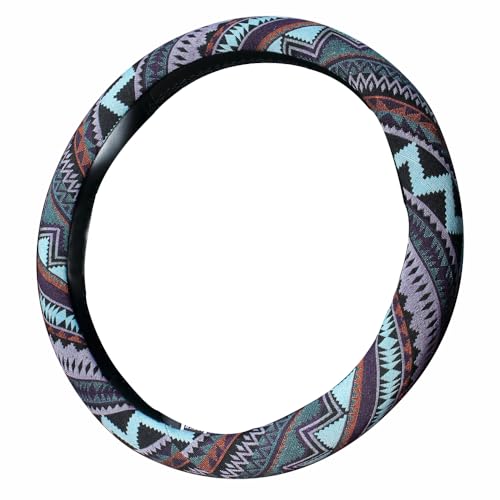 Ethnic Style Coarse Flax Cloth Automotive Steering Wheel Cover Anti Slip and Sweat Absorption Auto Car Wrap Cover (M, 14.5''-15'') - color: M, size: 14.5 - 15 inches