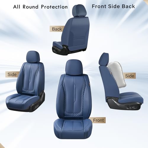 Coverado Car Seat Cover Front Seats, Blue Seat Covers Front Seats, Nappa Leather Waterproof, Car Seat Cushion, Car Seat Protector Universal Fit Most Cars - color: Z-Blue, size: Front