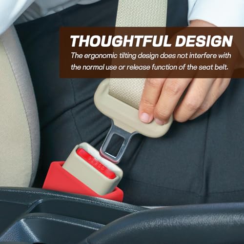 2PCS Car Seat Belt Buckle Holder, Easy Access Silicone Auto Seatbelt Buckle Booster, Seat Belt Buckles Fixer Cover Makes Receptacle Stand Upright Buckling for Kids, Car Accessories (Red) - color: Red