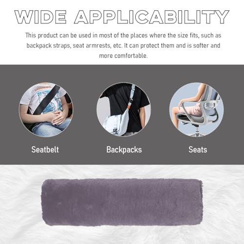 2 PCS Seat Belt Shoulder Pads, Soft Fluffy Plush Seat Belt Shoulder Strap Covers, Comfy Warm Seat Belt Strap Cover Shoulder Cushion for Adult Children, Car Accessories (Gray) - color: Gray