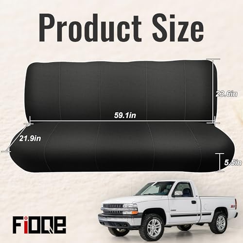 Front Bench Seat Covers for Chevy 1973-1999 C/K Series Full Size Classic Trucks Without Headrests, Air Mesh Fabric Composite Soft Foam Lining Bench Seat Protector-Black - size: Wear-Resistant Composite Fabric