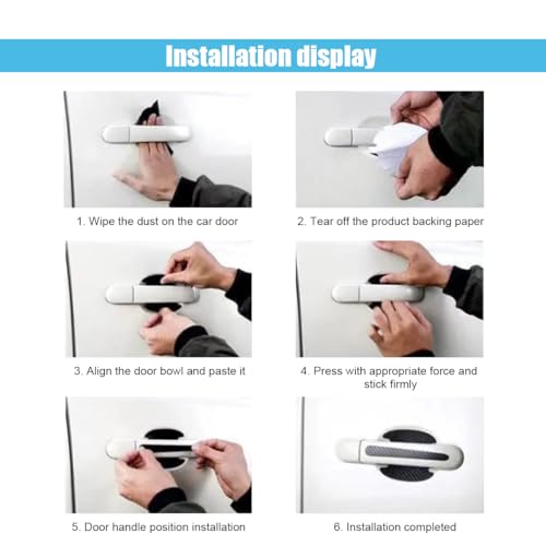 8PCS Car Door Handle Scratch Protectors, Carbon Fiber Car Door Handle Bowl Sticker, Universal Auto Doors Handles Paint Guard Cover, Doors Handles Cup Protective Film for Cars (Black)