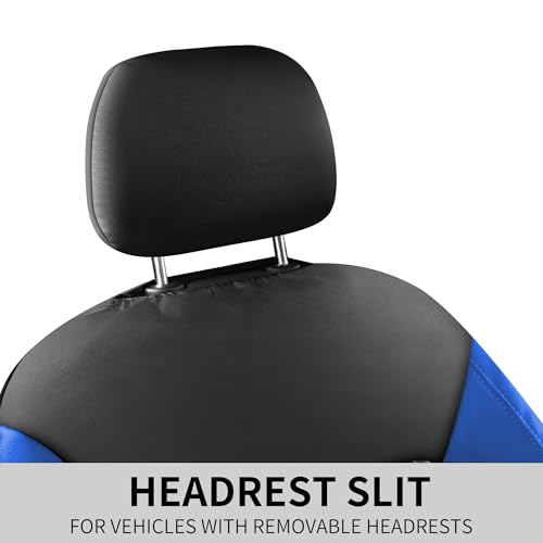 HChengkikz Car Seat Covers, Breathable and Waterproof Seat Covers, Luxury PU Universal Fit Automotive Airbag Compatible for Cars Sedans SUV and Truck (2 Pieces, Front Seat, Black + Blue) - color: N1 Black Blue, size: Front Seat