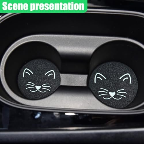 Craedli 2PCS Car Coasters for Cup Holders, 2.68 Inch Cat Cup Holder Insert Coaster Anti Slip Rubber Mat, Universal Embedded Decorative Car Cup Mat for Cars, Trucks, SUVs Interior(Ears) - size: Ears