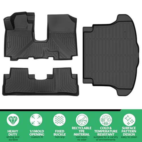 Floor Mats & Cargo Liner for Honda CRV 2007 2008 2009 2010 2011, Custom Fit TPE Waterproof Anti-Slip 1st & 2nd Row & Trunk Liner Mats Accessories for Honda CR-V 2011