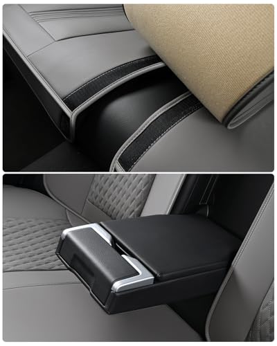 Huidasource Gray Back Seat Covers, Luxury Nappa Leather Rear Seat Cover with Velcro Adjustable, Child Seats, Ventilation Holes, Seat Belts, Back Seat Car Cover Fit for Most Cars SUV Trucks, Gray - color: R# Gray, size: Rear