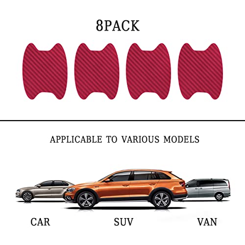 Blilo 8PCS Car Door Handle Sticker, Carbon Fiber Anti-Scratches, Universal Fit, Wine Red - color: Wine Red/8PCS
