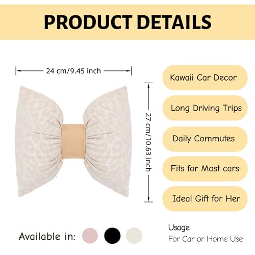 Car Headrest Pillow with Leopard Print Chic Car Interior Breathable Neck Support Cushions Fits for Most Cars (Beige Pillow) - color: Beige Pillow