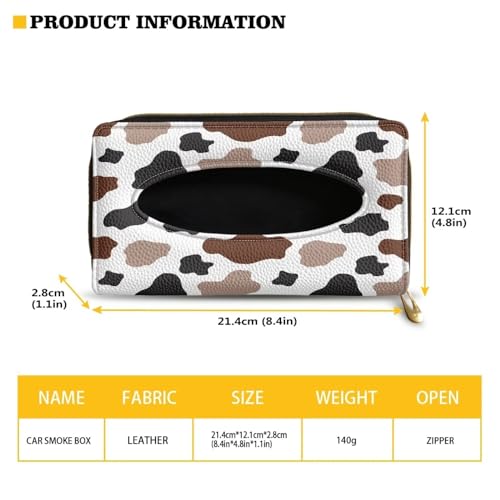 Biyejit Car Tissue Holder, Brown Black Cow PU Leather Tissue Holder, Durable Sun Visor Tissue Holder Napkin Holder, Car Backseat Tissue Case Dispenser, 1 Pack - color: Brown Black Cow, size: 1 Pack