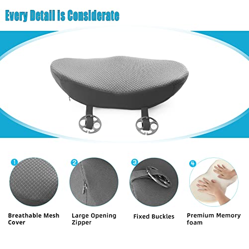 Car Seat Cushion for Driving - Comfort Memory Foam for Car Driver Seat- Back Support & Pain Relief - Car Travel Accessories for Long Trips (Gray)