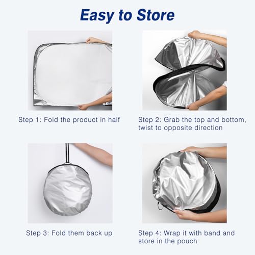 Windshield Sun Shade - Car Sun Shade Windshield, Compatible for Tesla Model 3/Y Customized, Tesla Model 3/Y Accessories 2025 Foldable Front Window Sunshade, Upgraded UV Protection Fabric - color: Light Silver(57"x36.5")