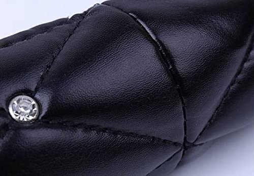 Diamond Black Leather Bling Steering Wheel Cover for Women Car Steering Wheel Protector Queen Rhinestones Anti-Slip Universal Fit 14 1/2-15 inch - color: Crown