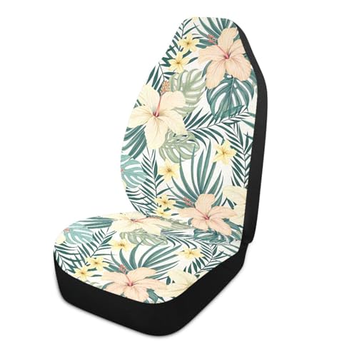 Tropical Hibiscus Flowers Car Seat Cover - 2 PCS Auto Front Seat Covers Breathable Bucket Seats Protector for Car SUV Truck - Universal Fit