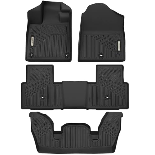 OEDRO Floor Mats Fit for Honda Pilot 2026 2025-2023, Includes 1st, 2nd and 3rd Row Floor Liners, Custom Fit TPE All Weather Car Liners, Black - style: 2023-2026 1st & 2nd & 3rd