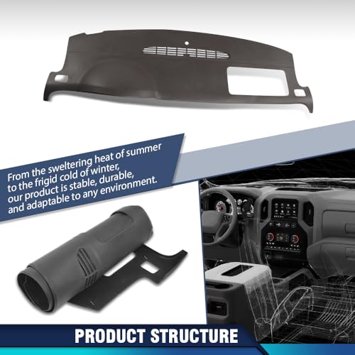 PIT66 TPE Dash Cover Dashboard Bezel Compatible with Chevy Tahoe Suburban Avalanche Silverado/GMC Yukon XL Sierra 2007 2008 2009 2010 2011 2012 2013 2014, Fit Models Without Dash Speaker & Amp Brown - size: 2007-2014 Silverado/Sierra (Brown)