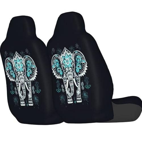 Dujiea Painted Mandala Tribe Elephant Car Front Seat Covers 2 Pcs Universal Auto Seat Covers Front Seats Only, Vehicle Bucket Seat Protectors Fit for Most Car SUV Sedan and Truck - color: Painted Mandala Tribe Elephant