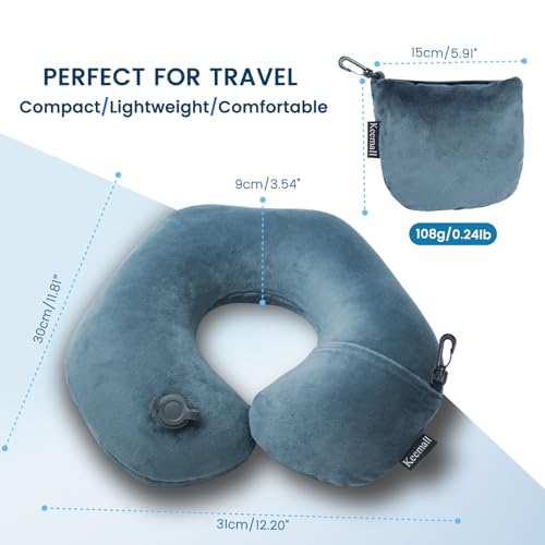 Keemall Inflatable Travel Neck Pillow for Airplane Train Car Washable Pillowcase U Shaped Office Napping Pillow - color: Deep Grey, size: Medium