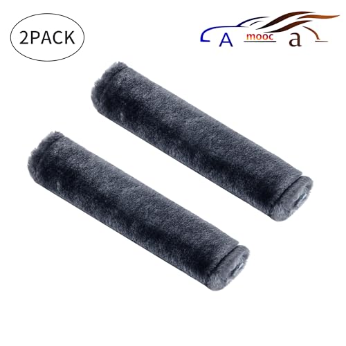 Soft Faux Fur Universal Fit Seatbelt Cover Car Truck SUV Airplane Seat Belt Shoulder Pad for Carmera Backpack Straps Neck Cushion Protector 2 Pack 10.5in Dark Blue Grey