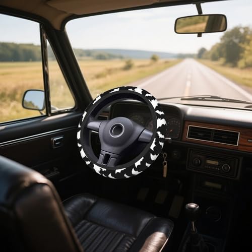 Steering Wheel Cover Accessories Neoprene Cover, Breathable Non-Slip Easy to Install Suitable for Women Men, 14.5-15.5 Inch for Car SUV Van Truck Universal - Bat - color: Bat