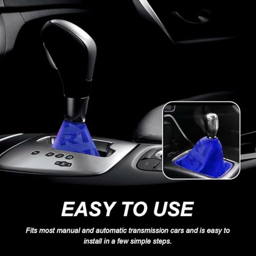 Car Shift Boot Cover, Fabric Shifter Lever Knob Boot Dustproof Cover with Stitch, Manual Automatic Speed Shifter Boots Gear Gaiter for Most Vehicles, Car Accessories (Blue) - color: Blue