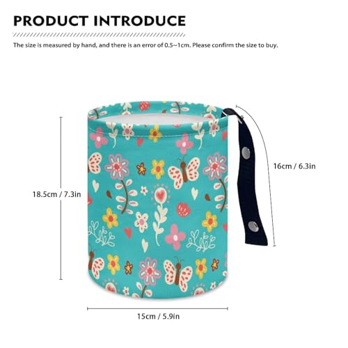 Cartoon Daisy Butterfly Car Rubbish Bag Can Reusable Hanging Auto Garbage Organization Can Bin with Adjustable Strap for Camping,Travel Accessories - color: Cartoon Daisy Butterfly