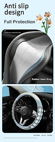 Car Steering Wheel Cover for Women Cute Flower Pink Steering Wheel Cover Leather Non-Slip Fit 15 inch - color: Pink