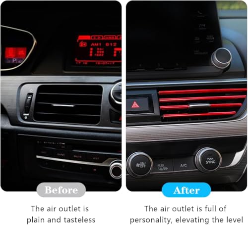 20PCS Car Vent Trim Strips, Red & Blue Chrome PVC | Air Vent Outlet Cover Decor, Universal AC Vent Decoration, DIY Accessories, Easy Install