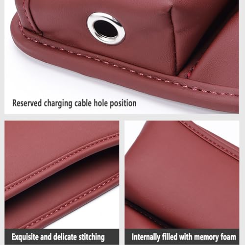 Universal Fit Premium Leather Car Seat Gap Filler Organizer, Center Console Organizer for Car SUV Truck(Burgundy, 1 Pack)