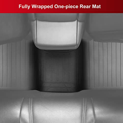 IKON MOTORSPORTS, Custom Fit Floor Mats Compatible with 2017-2023 Tesla Model 3, Latex Rubber Heavy Duty All Weather Car Front Rear Carpets Liner 3PC Black, 2018 2019 2020 2021 2022