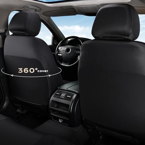 Coverado Car Seat Covers Front Seats, Automotive Seat Covers 2 Pack, Leather Car Seat Covers, Spill-Proof Design, Purple Seat Covers for SUV Sedan Truck - color: Black-purple, size: FrontPair