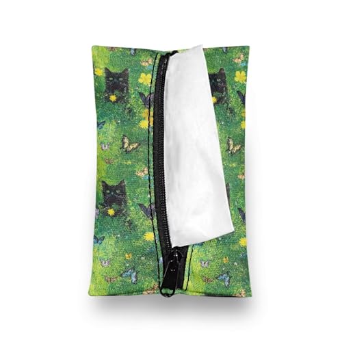 Car Tissue Bags, Travel Tissue Bags Mini Daily Items Organizer Pouch Car Tissues Packs Lightweight Items Easy to Carry Black Cat Print - color: Black Cat Print