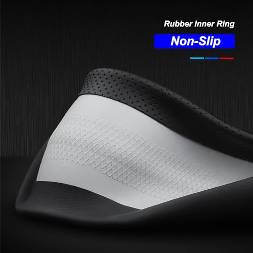 D-Shaped Steering Wheel Cover for Kia Soul K5 Forte Optima Stinger Seltos EV6 2021 2022 2023 2024 2025 2026 Accessories, Black Microfiber Leather with Breathable Holes 14.5-15 inches